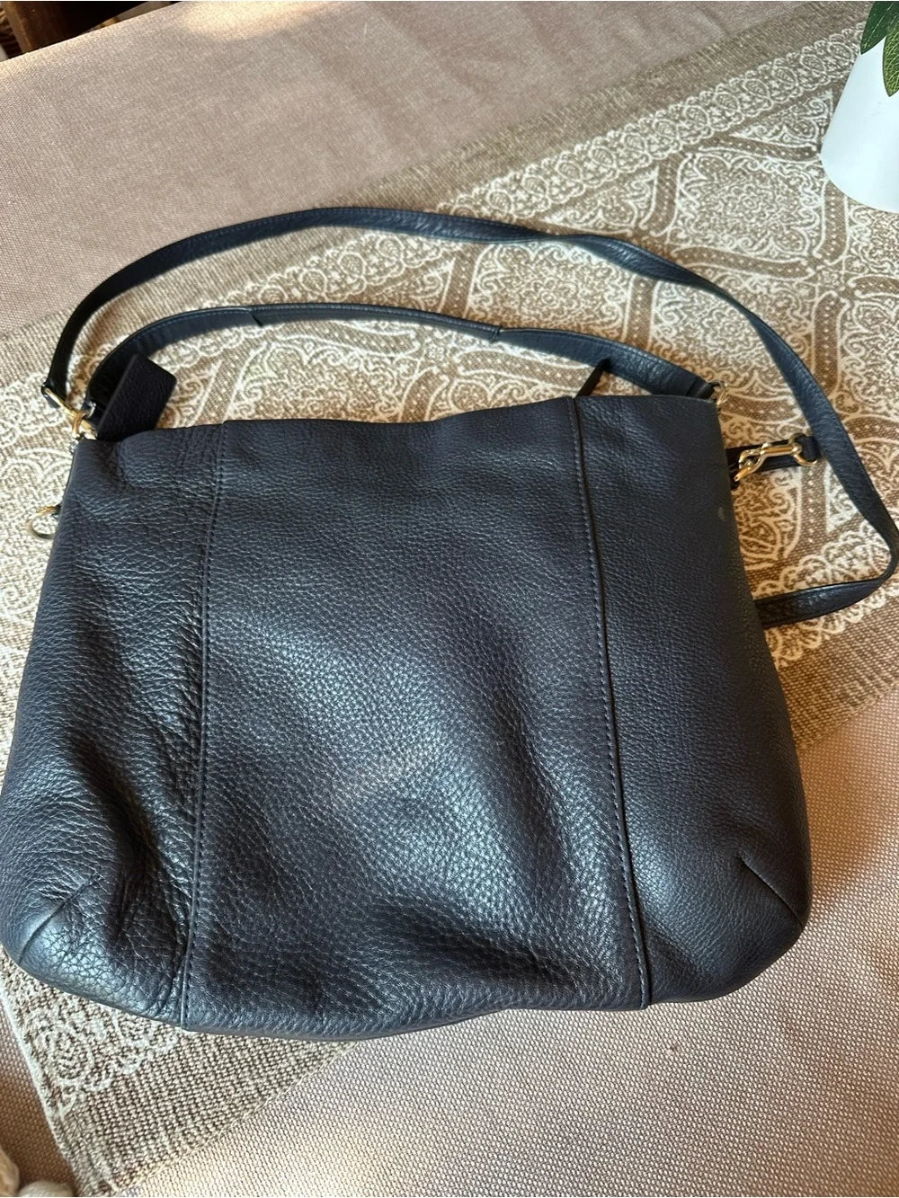 Coach Navy Pebble Leather Hobo Bag